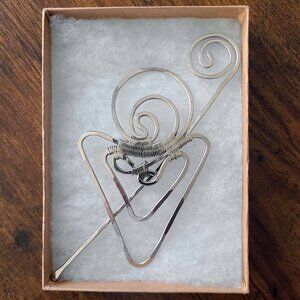 Vtg Silver Artisan Sweater, Scarf, & Shawl Pin Brooch + Hair Accessory EUC